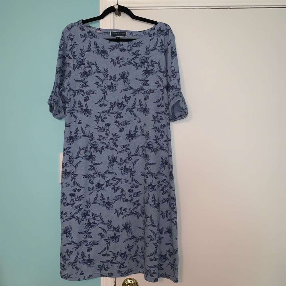 karen scott sport blue floral dress